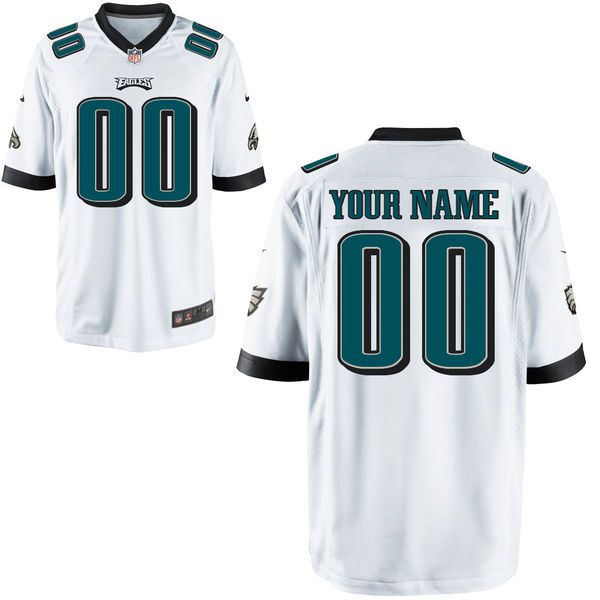Youth Philadelphia Eagles Custom White Game NFL Jersey->customized nfl jersey->Custom Jersey